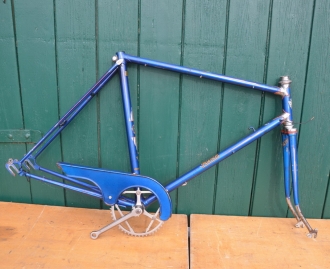 Fahrradrahmen "Rixe Luxus Sport" 26 Zoll, blau metallic mit Chrommuffen vorn 