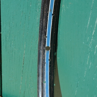 Felge 26 x 1,75, für Drahtbereifung, 36-loch, schwarz, Linierung blau/weiß 