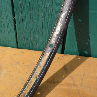 Wulstfelge 28 x 1 ½ , 36-loch, Breite 32,5 mm, Schwarz, Holzdekor, blau/weiß 