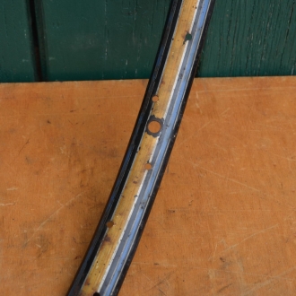 Wulstfelge 26 x 1 ½, 36-loch, Breite 33 mm, Holzdekor, Linierung blau/silber, 