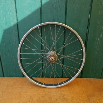 Laufrad 20 Zoll Hinterrad, Felge Stahl verchromt mit Patina Breite 34 mm 