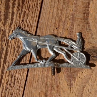 Schutzblechfigur "Pferd mit Sulky", Alu Druckguss, orig. Altbestand 30-50er Jahre, sehr rar 