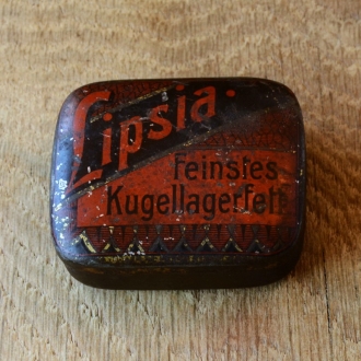 Kugellagerfett Blechdose "LIPSIA" orig. 20er Jahre, 60 x 48 x 23 mm, ohne Inhalt  