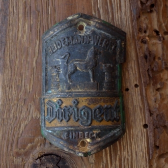 Steuerkopfschild DIRIGENT, Einbeck, 30-50er Jahre, Originalschild aus Sammlungsbestand 