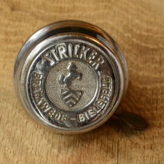 Fahrrad/Moped Klingel Deckel "STRICKER Brackwede-Bielefeld", orig. 50er Jahre, verchromt, Zustand siehe Bilder 