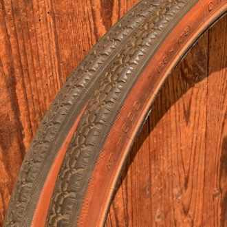 Paar Reifen Fahrrad, CONTINENTAL, 28 x 1,75 (47-622), C114, 60/70er J., braunwand, alte Neuware 