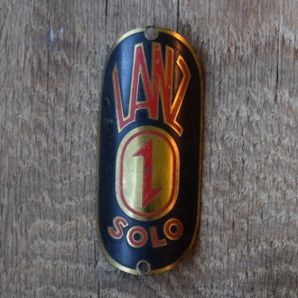 Steuerkopfschild Lanz Solo, 30er Jahre, Originalschild aus Sammlungsbestand 