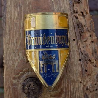 Steuerkopfschild BRANDENBURG, gold, 30-50er Jahre, Originalschild aus Sammlungsbestand 
