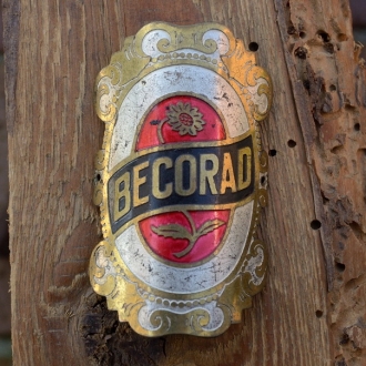 Steuerkopfschild BECORAD, 30-50er Jahre, Originalschild aus Sammlungsbestand 