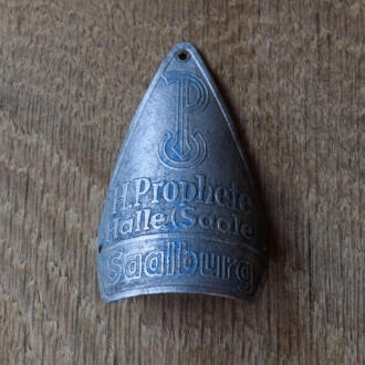 Steuerkopfschild Saalburg (Prophete - Halle (Saale)), 30er Jahre, Originalschild aus Sammlungsbestand 