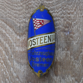 Steuerkopfschild Vosteenia, 20er Jahre, Originalschild aus Sammlungsbestand 