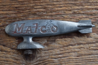 Schutzblechfigur MAICO, Alu Druckguss, neu aus Altbestand 50er Jahre, Zustand siehe Bild 