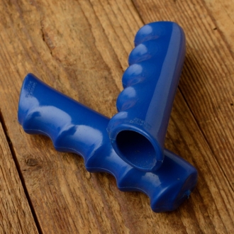 Kunststoffgriff blau, mit Griffmulden, 22mm, L: ca. 110 mm, orig. 70/80er Jahre 