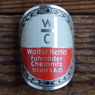Steuerkopfschild WHC WALTER HERTEL CHEMNITZ, 30er Jahre, Originalschild aus Sammlungsbestand 
