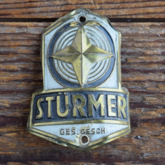 Steuerkopfschild STÜRMER, 50er Jahre, Originalschild aus Sammlungsbestand 