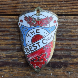 Steuerkopfschild THE BEST CYCLE, 50er Jahre, Originalschild aus Sammlungsbestand 