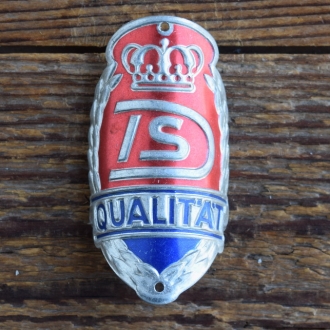 Steuerkopfschild DS QUALITÄT, 50er Jahre, Originalschild aus Sammlungsbestand 