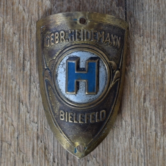 Steuerkopfschild HEIDEMANN, 50er Jahre, Originalschild aus Sammlungsbestand 