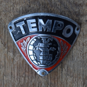Steuerkopfschild TEMPO, 50er Jahre, Originalschild aus Sammlungsbestand 