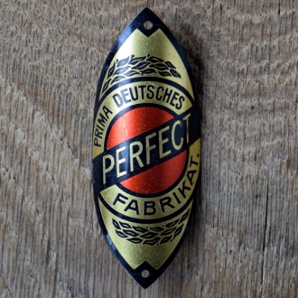 Steuerkopfschild PERFECT, 30er Jahre, Originalschild aus Sammlungsbestand 