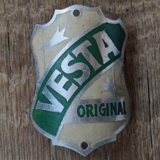 Steuerkopfschild VESTA, 50er Jahre, Originalschild aus Sammlungsbestand 