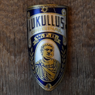 Steuerkopfschild LUKULLUS, 30er Jahre, Originalschild aus Sammlungsbestand 
