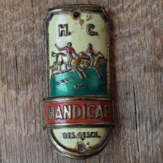 Steuerkopfschild HANDICAP, 50er Jahre, Originalschild aus Sammlungsbestand 