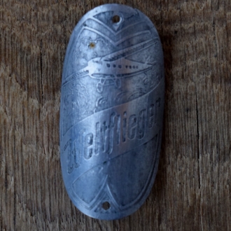Steuerkopfschild WELTFLIEGER, 30er Jahre, Originalschild aus Sammlungsbestand 
