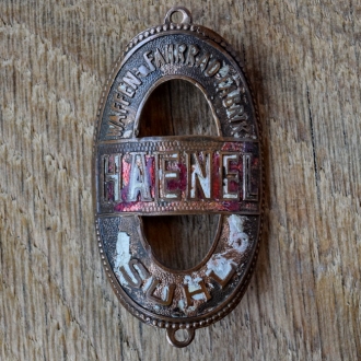 Steuerkopfschild HAENEL, 30er Jahre, Originalschild aus Sammlungsbestand 