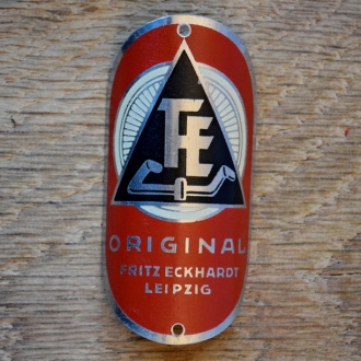 Steuerkopfschild FE FRITZ ECKHARDT, 30er Jahre, Originalschild aus Sammlungsbestand 