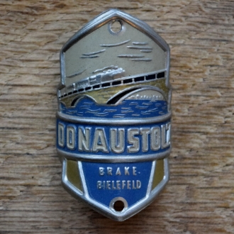 Steuerkopfschild DONAUSTOLZ, 50er Jahre, Originalschild aus Sammlungsbestand 