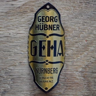 Steuerkopfschild GEHA, 30er Jahre, Originalschild aus Sammlungsbestand 