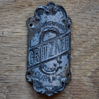 Steuerkopfschild GRITZNER, 30er Jahre, Originalschild aus Sammlungsbestand 