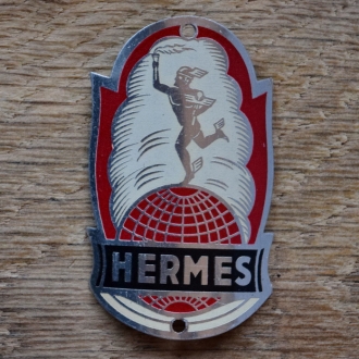 Steuerkopfschild HERMES, 50er Jahre, Originalschild aus Sammlungsbestand 