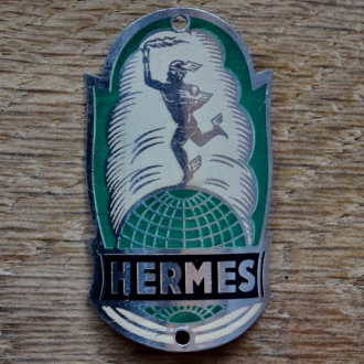 Steuerkopfschild HERMES, 50er Jahre, Originalschild aus Sammlungsbestand 