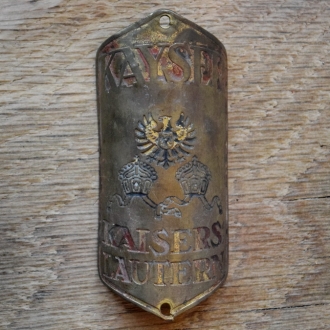 Steuerkopfschild KAYSER, 30er Jahre, Originalschild aus Sammlungsbestand 