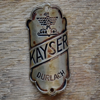 Steuerkopfschild KAYSER, 30er Jahre, Originalschild aus Sammlungsbestand 