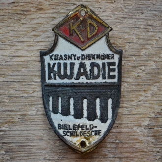 Steuerkopfschild KWADIE, 50er Jahre, Originalschild aus Sammlungsbestand 