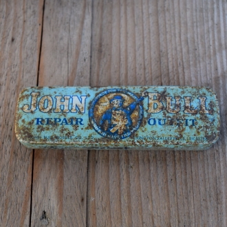 Flickzeug Blechdose "JOHN BULL" orig. 50 er Jahre, 116 x 35 x 19 mm, ohne Inhalt 