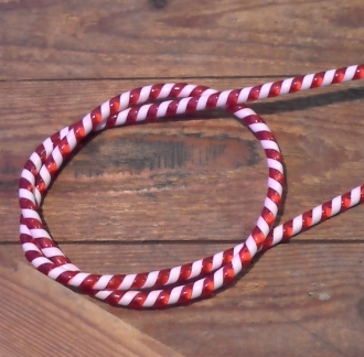 Zierspirale / Bowdenzugummantelung, rot/weiß, 120cm lang, orig. Altbestand 