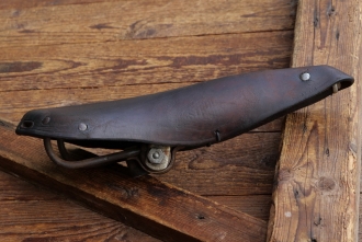 Sattel STEPHAN/Mühlhausen, für Rennrad, Leder, braun, Gestell ursprünglich vernickelt, original 20er Jahre, gebr. 