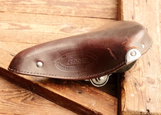 Sattel Herren, LEPPER, für Sportrad, Leder, braun, Gestell verzinkt, original 50er/60er Jahre, gebr. 