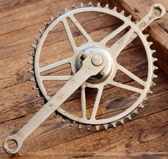 Tretlager für Tourenrad, orig. 50er/60er J., verchromt, Glocken-Keillager, gebr. 