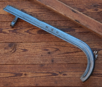 Kettenschutz, NSU, blau-metallic, Linien gold, Länge ca. 51 cm, orig. 50er J., gebr. 