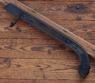 Kettenschutz HASSIA, universal, Länge ca. 53 cm, orig. 30er J., schwarz, Linien blau, gebr. 