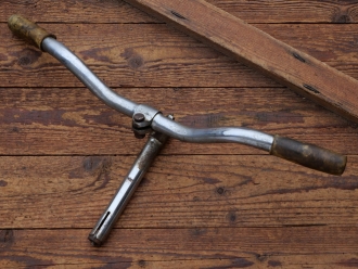 Fahrradlenker mit Vorbau für Sportrad, 50er J., verchromt, gebr. 