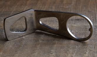 Carbidlaternenhalter/Winkelhalter, vernickelt, orig. 1910er-30er J., Montage am 1 1/8 Zoll Steuersatz, NOS 