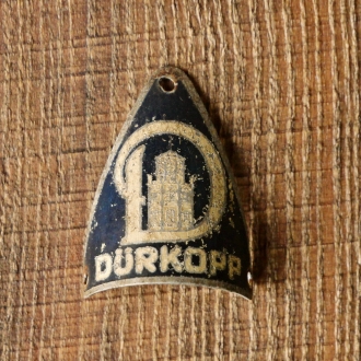 Steuerkopfschild DÜRKOPP, Alu lackiert, original 20er/30er Jahre, gebr. 