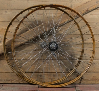 Laufradsatz 26 Zoll (559) für Drahtbereifung Ballonrad, 1936, Holzdekor, F&S und TORPEDO Nabe, gebr. 