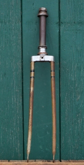 Fahrradgabel PANTHER, 28 Zoll, olivgrün/schwarz, Linien weiß/schwarz, für Sportrad, 50er J., inkl. Steuersatz, gebr. 